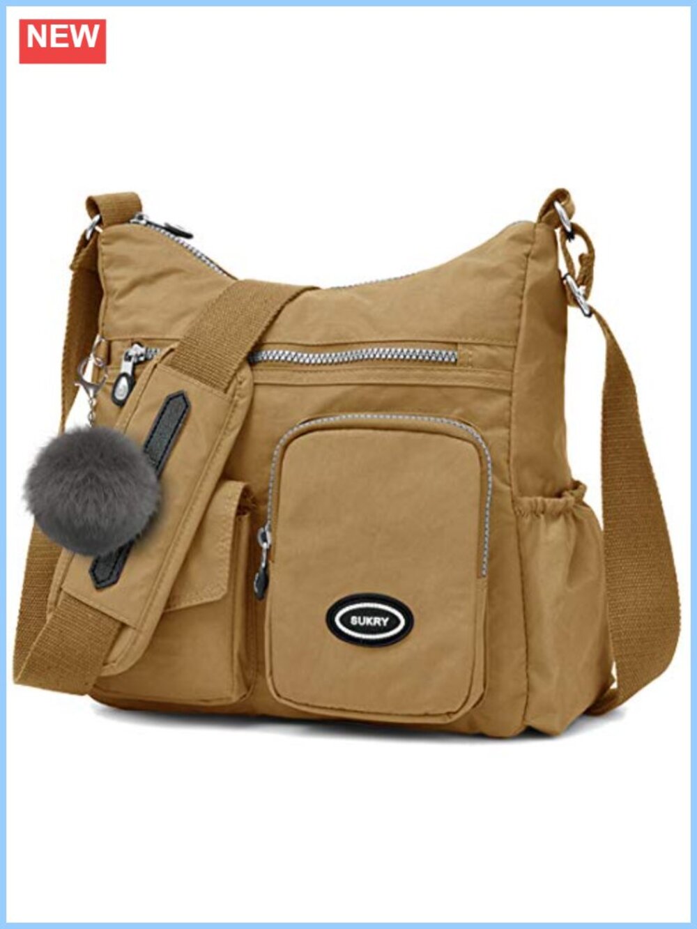 Waterproof Nylon Crossbody Bag with RFID Blocking, Anti-Theft Travel Shoulder